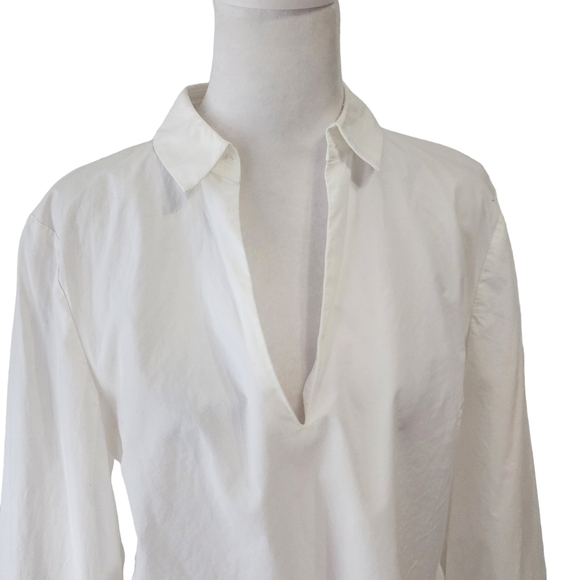 Reiss White Veronica Long Sleeved Classic V-Neck Blouse Size 8 - Picture 4 of 14